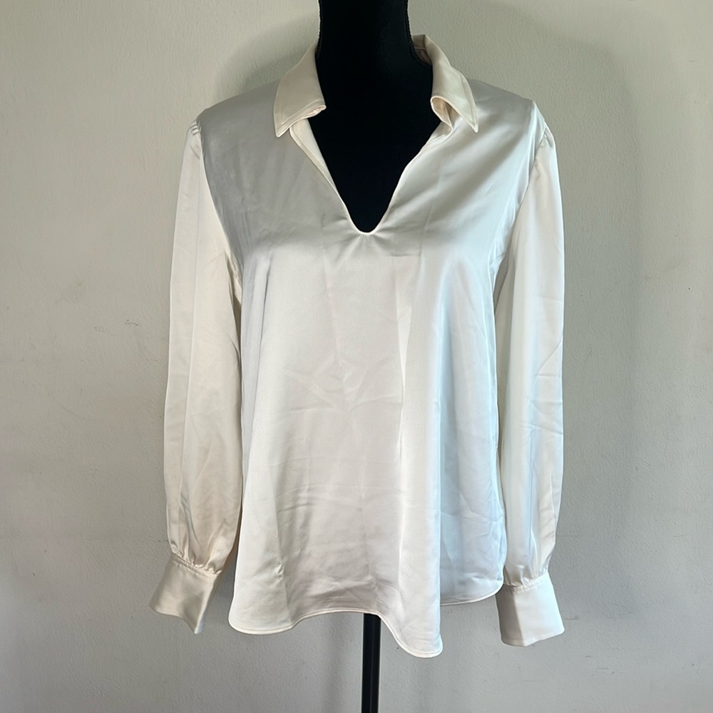 J Crew Silky Cream Collared Blouse